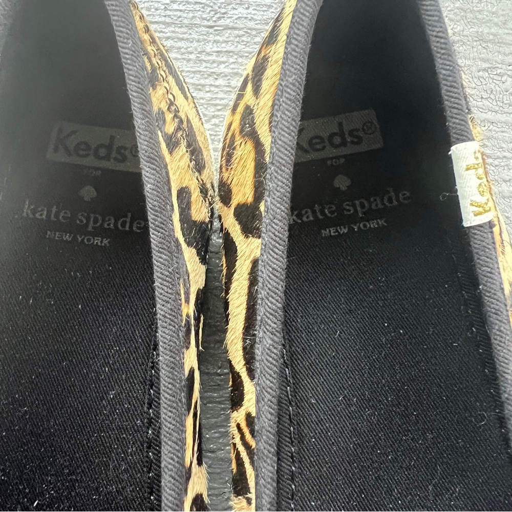 Keds x Kate Spade Leopard Pony Hair Double Decker Slip-On Sneakers Sz 8 - Picture 5 of 9